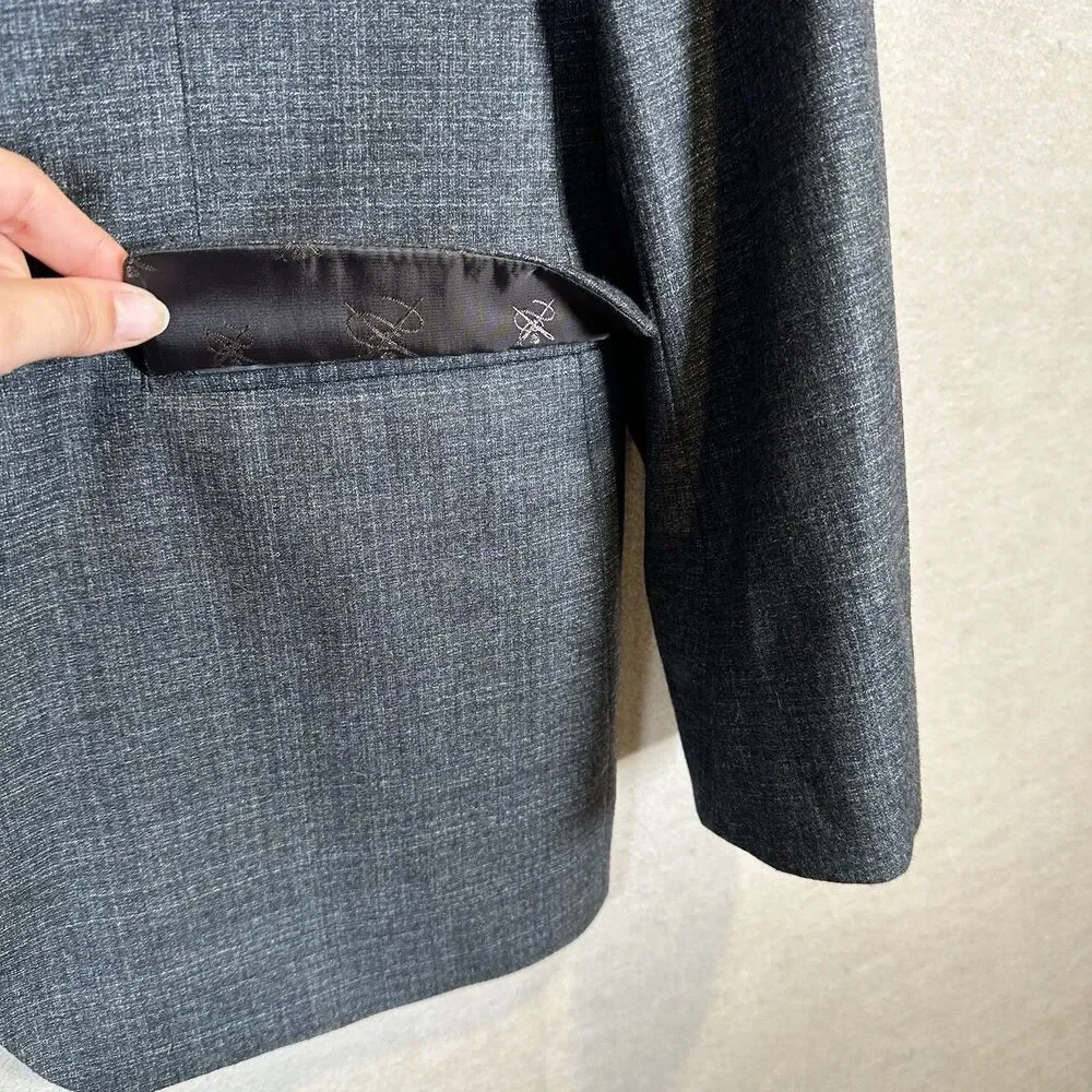 John Varvatos Bleecker Wool Slim Single-Breasted Blazer Dark Grey Men’s Size 42R